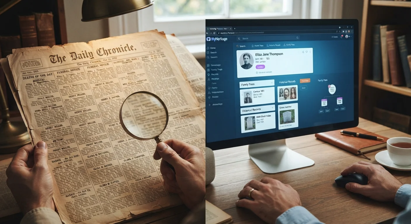 Newspaper Archives vs. Genealogy Databases for Obituary Research